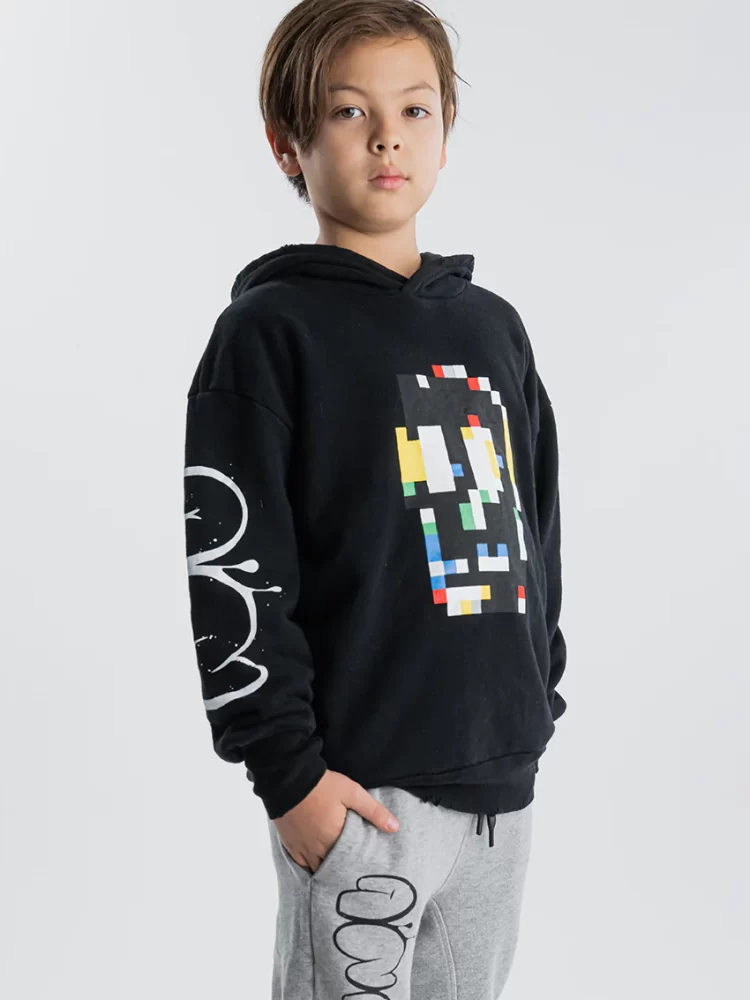 Nununu džemperis PIXEL SKULL HOODIE black