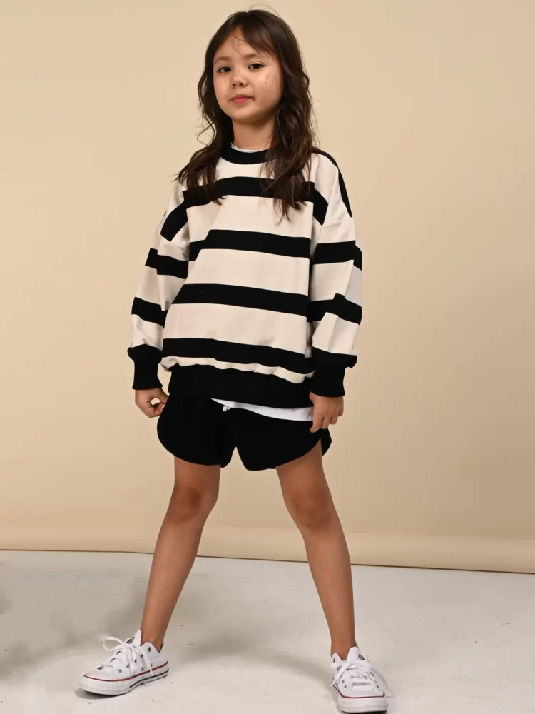 Booso džemperis STRIPED SWEATSHIRT black/beige