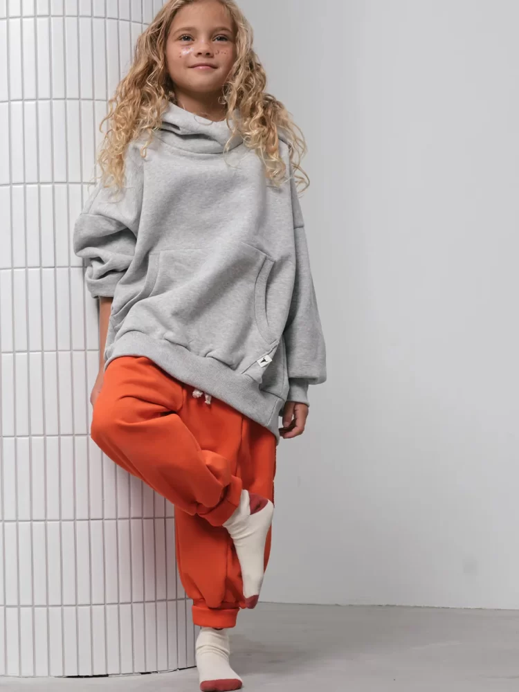 Booso džemperis (su pūkeliu viduje) WARM GRAY MARL HOODIE gray marl/red