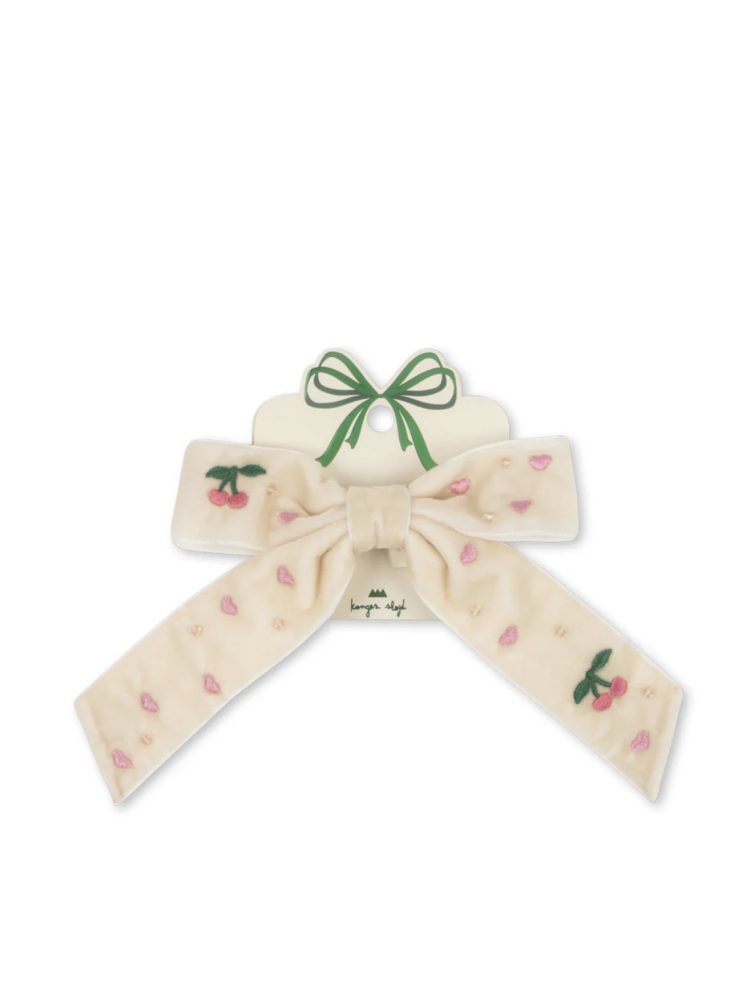 Konges slojd segtukas velvet bow pearly hair clip pearled ivory