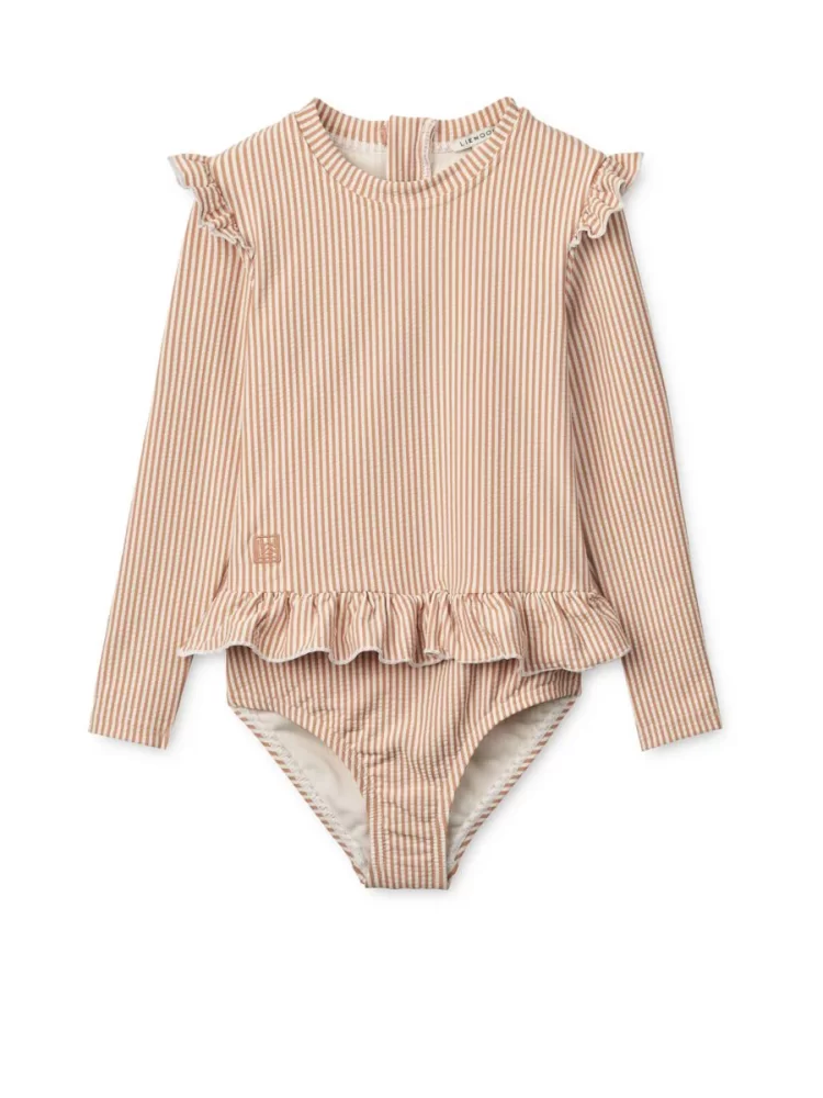 Liewood maudimosi kostiumas SILLE SEERSUCKER SWIMSUIT Y/D STRIPE PALE TUSCANY / CREME DE LA CREME