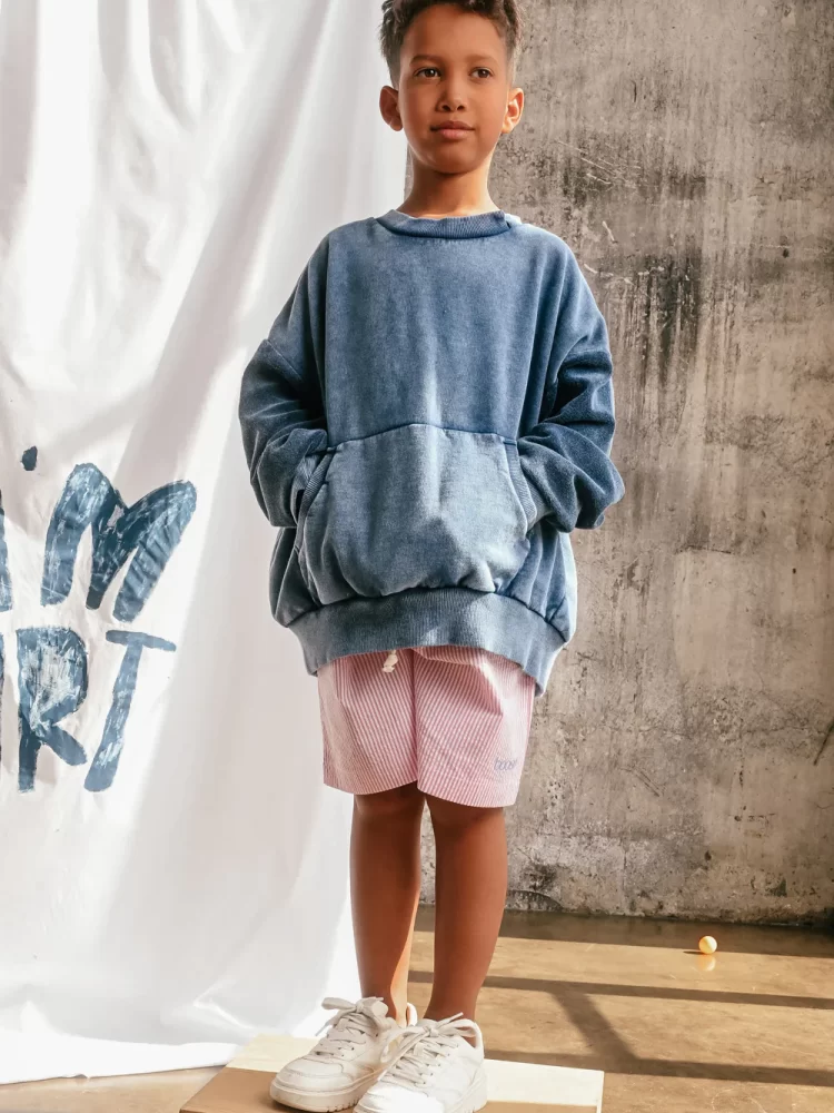 Booso šortai STRIPED SHORTS pink/white