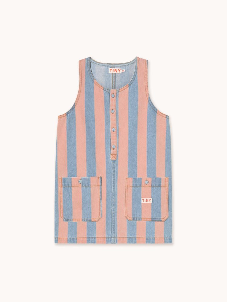 Tiny cottons sarafanas PINK STRIPES DENIM