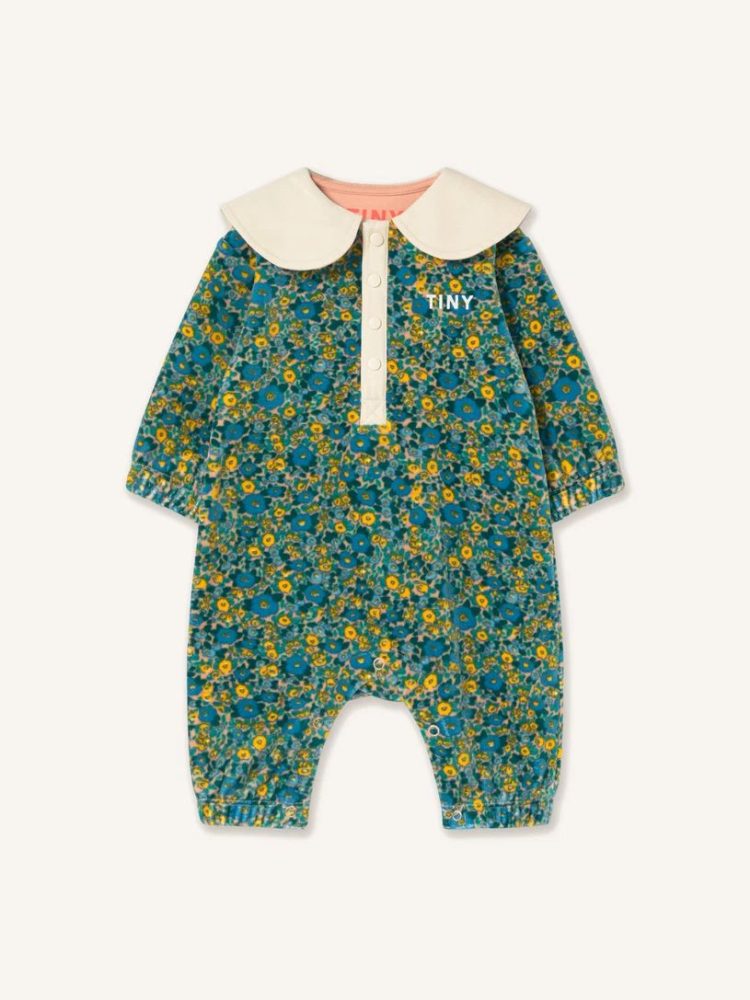 Tiny cottons romperis Organic cotton floral jumpsuit | green