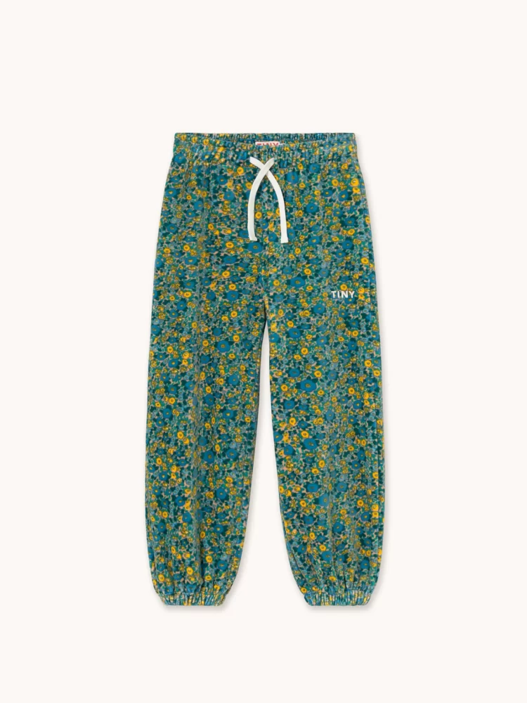 Tiny cottons flower pattern velvet sweatpants